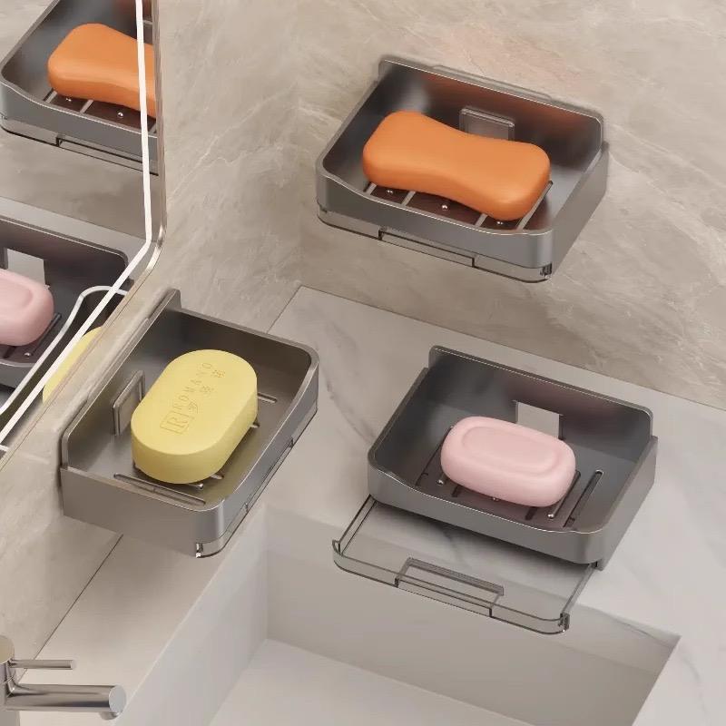 Wall Mounted Soap Holder With Drain Tray