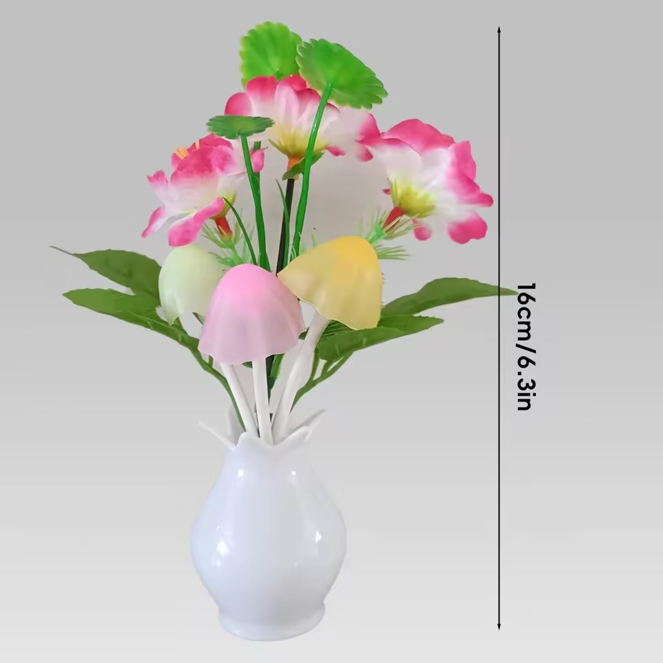 Plug-in Rose Flower LED Mushroom Night Light Lamp