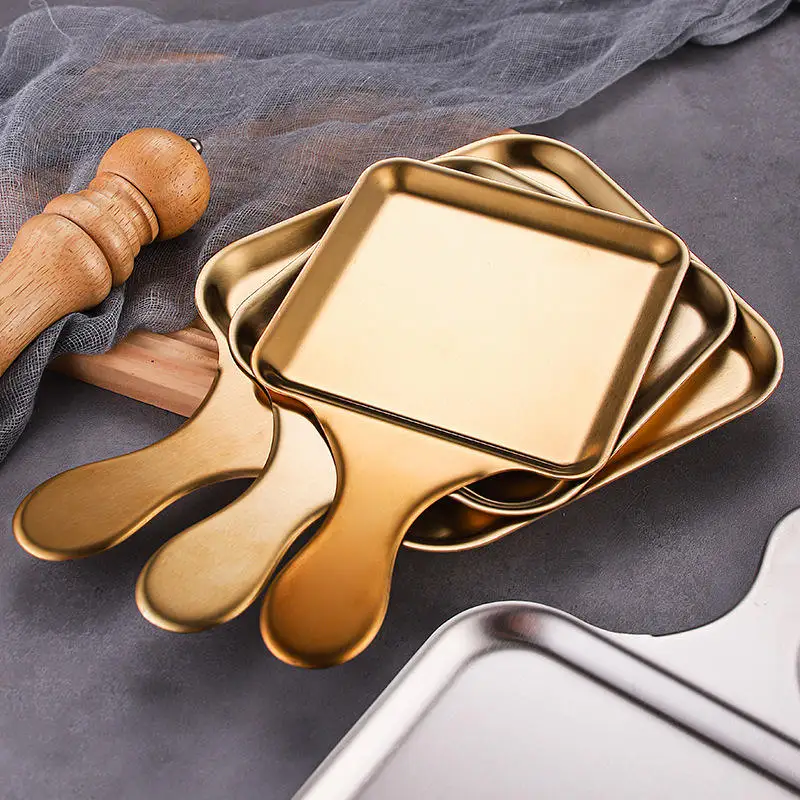 Stainless Steel Serving Plate With Handle