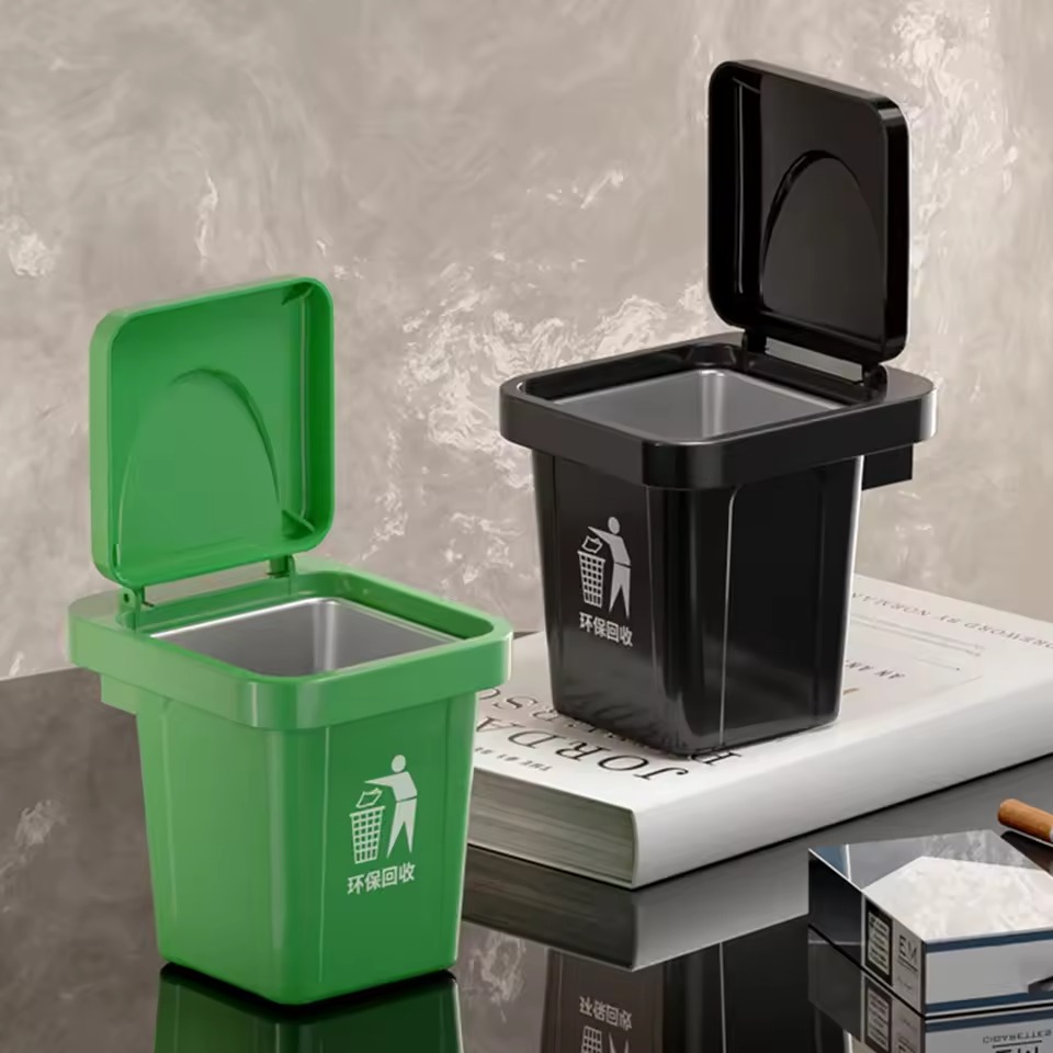 Elegant Wall Mounted Metal Ashtray And Waste Bin