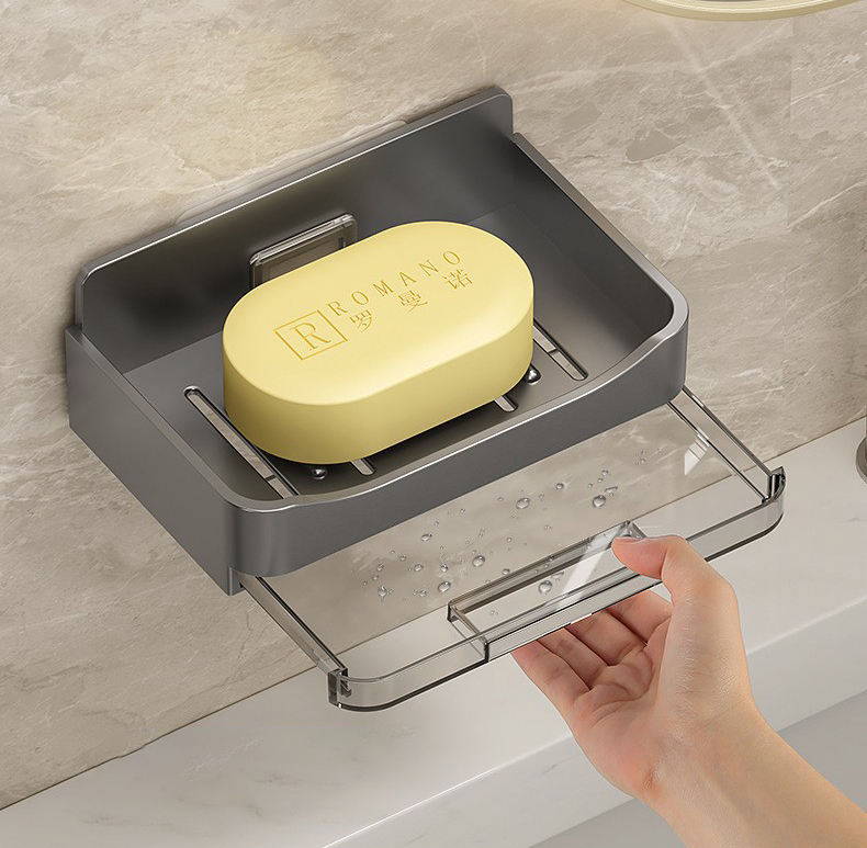 Wall Mounted Soap Holder With Drain Tray