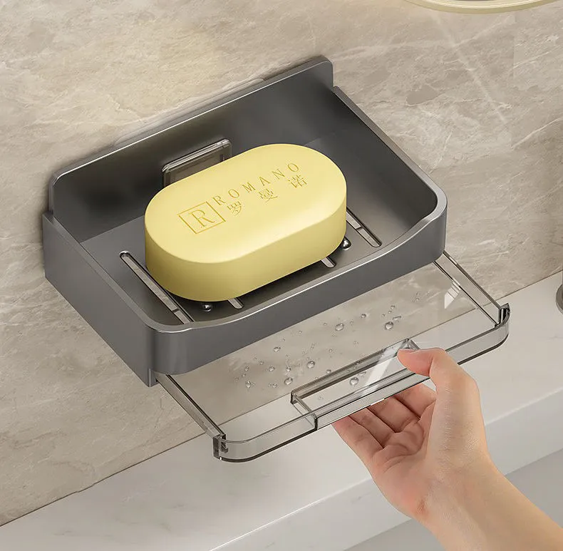 Wall Mounted Soap Holder With Drain Tray