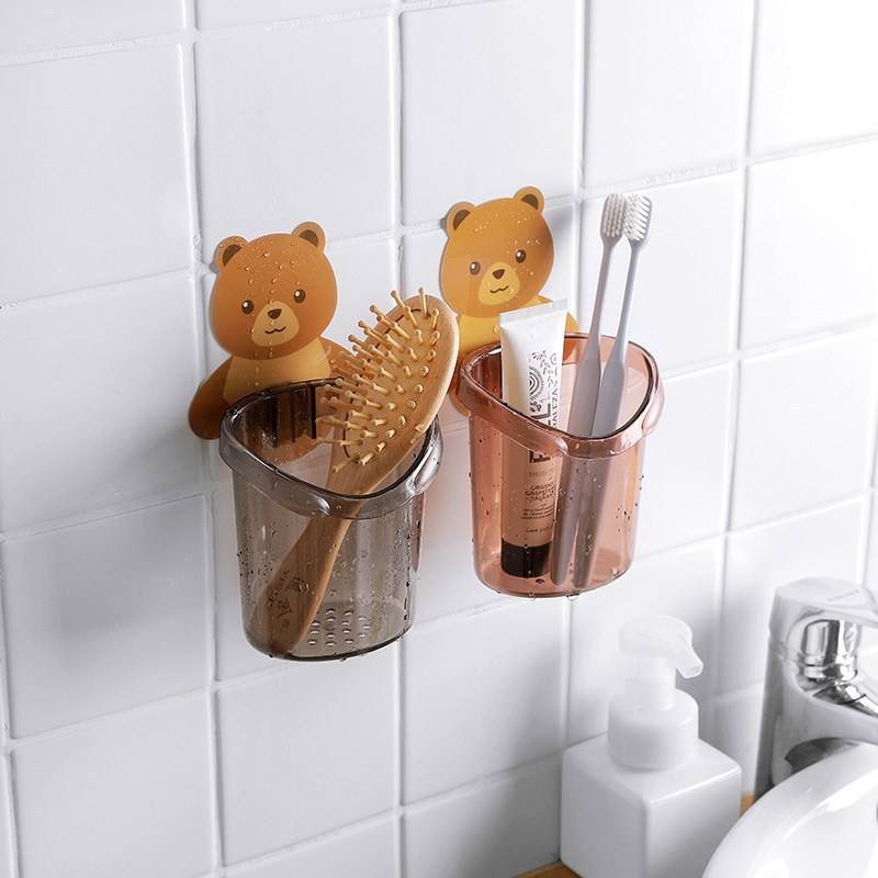 Wall Mounted Bear Toothbrush Holder Cup