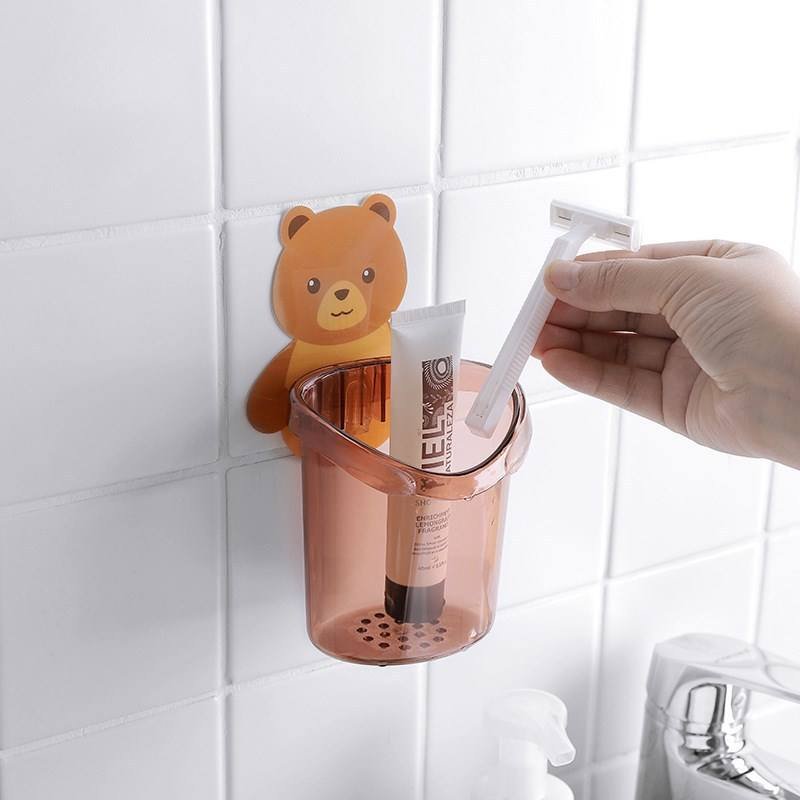Wall Mounted Bear Toothbrush Holder Cup