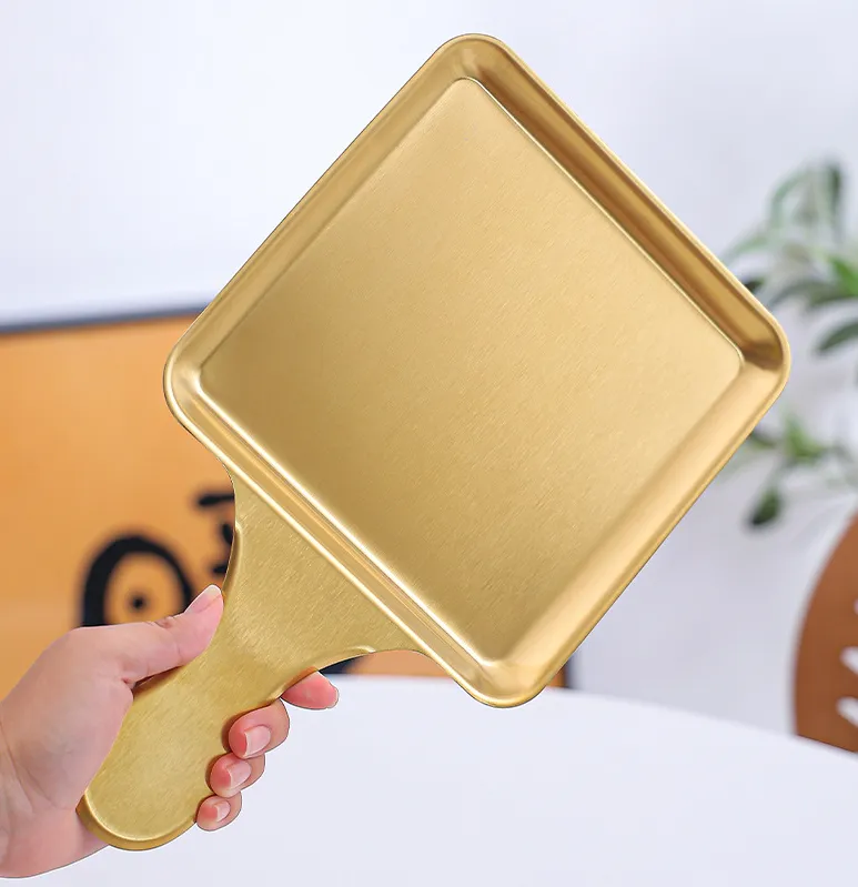 Stainless Steel Serving Plate With Handle