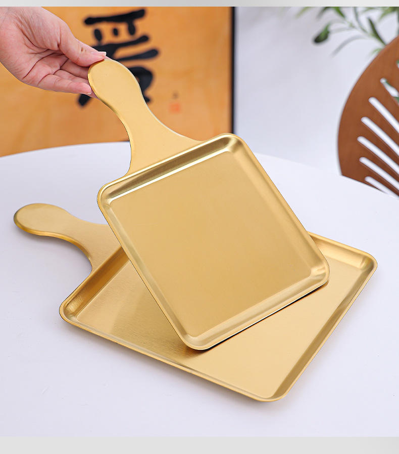 Stainless Steel Serving Plate With Handle