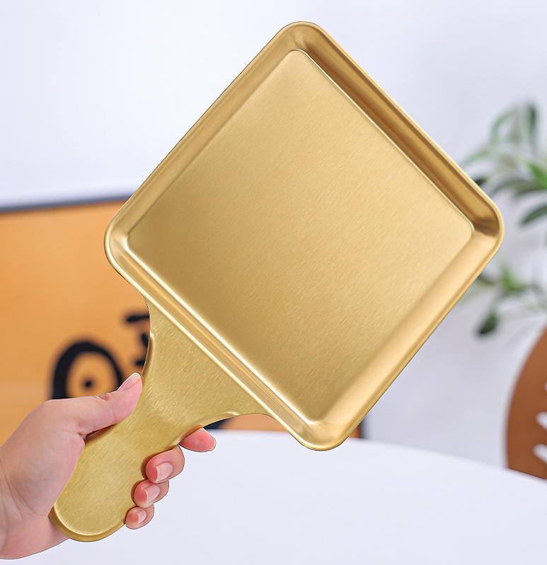 Stainless Steel Serving Plate With Handle