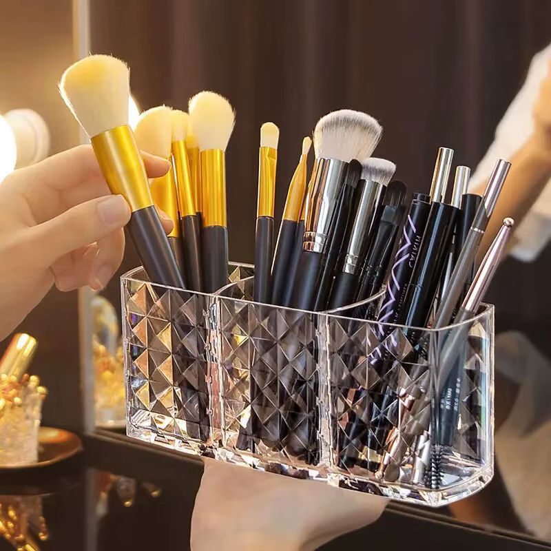 3 Compartments Acrylic Brush Holder