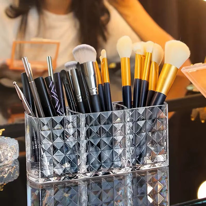 3 Compartments Acrylic Brush Holder