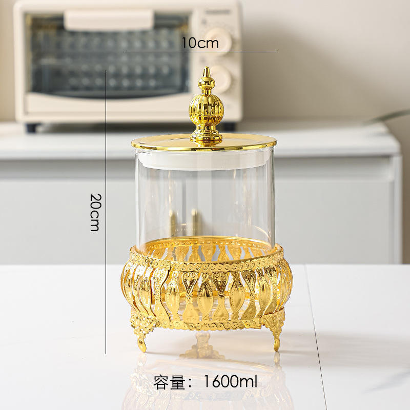 Exquisite 3-Piece Golden Base Glass Jars with Lid