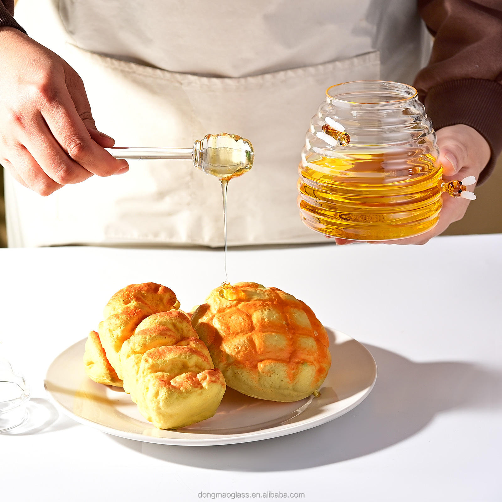 Glass Honey Jar With Wooden Stick