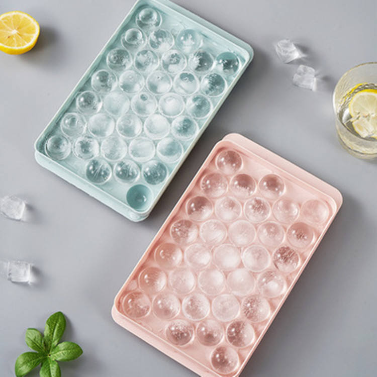 Plastic Mini Ice Ball Round Ice Cube Tray with Lid (LARGE)
