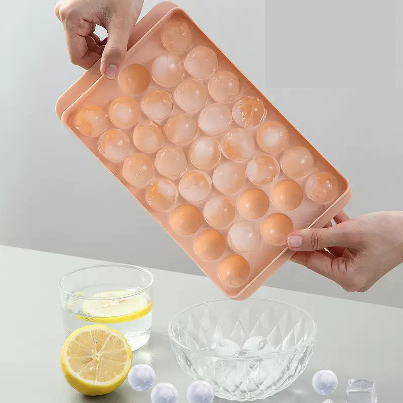 Plastic Mini Ice Ball Round Ice Cube Tray with Lid (LARGE)
