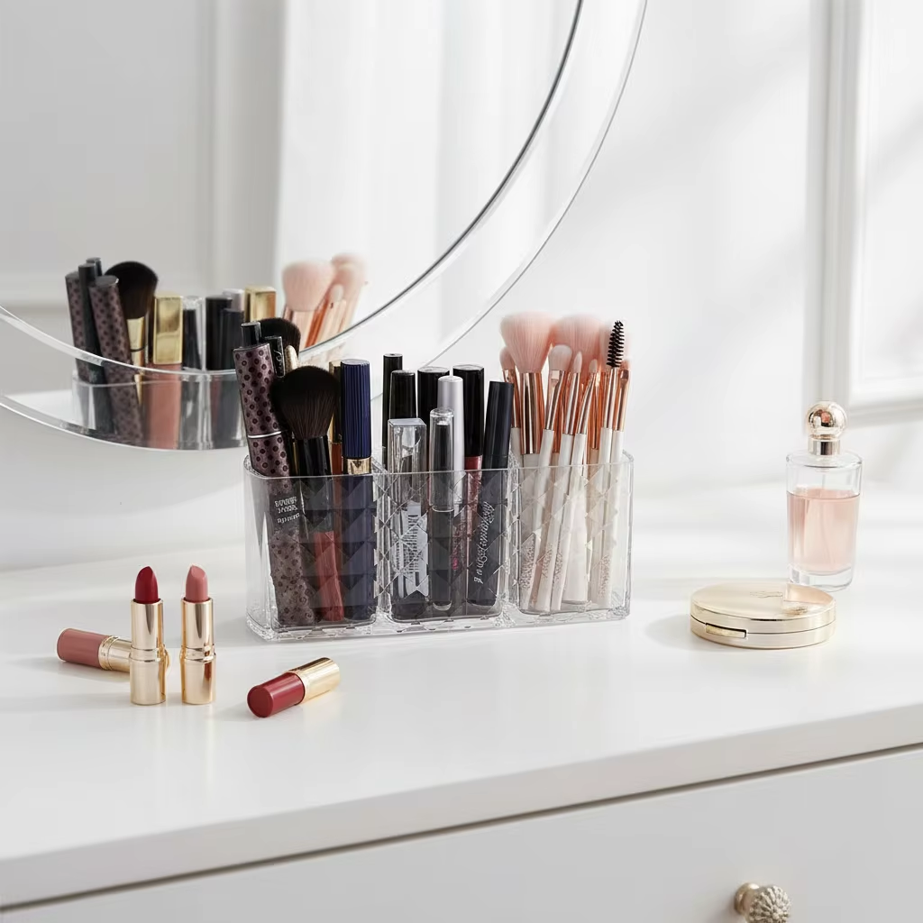 3 Compartments Acrylic Brush Holder