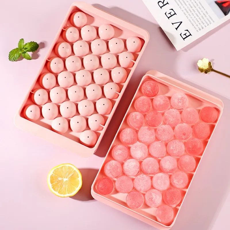 Plastic Mini Ice Ball Round Ice Cube Tray with Lid (LARGE)