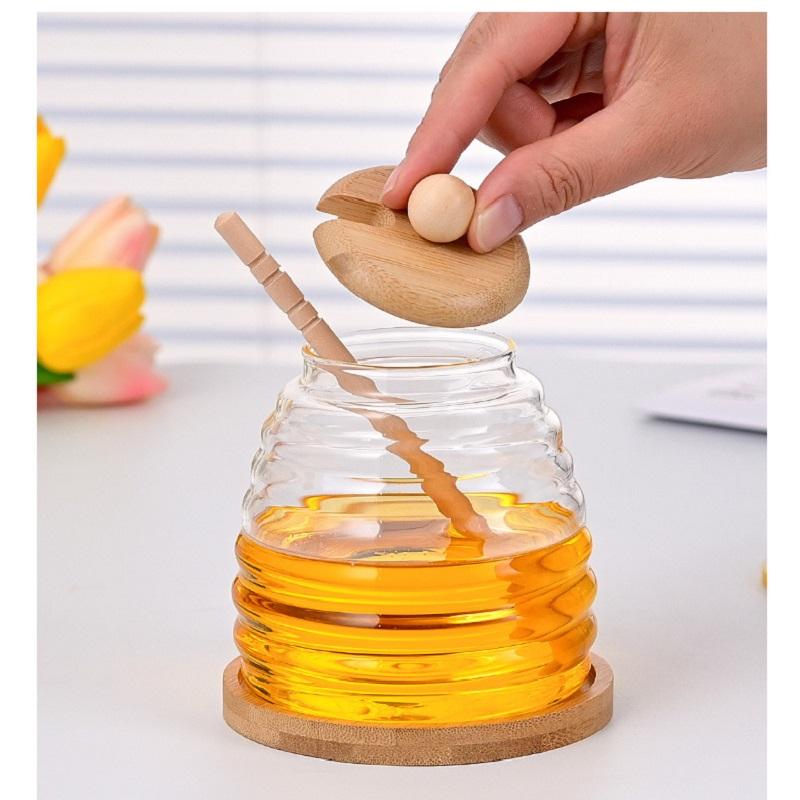 Glass Honey Jar With Wooden Stick