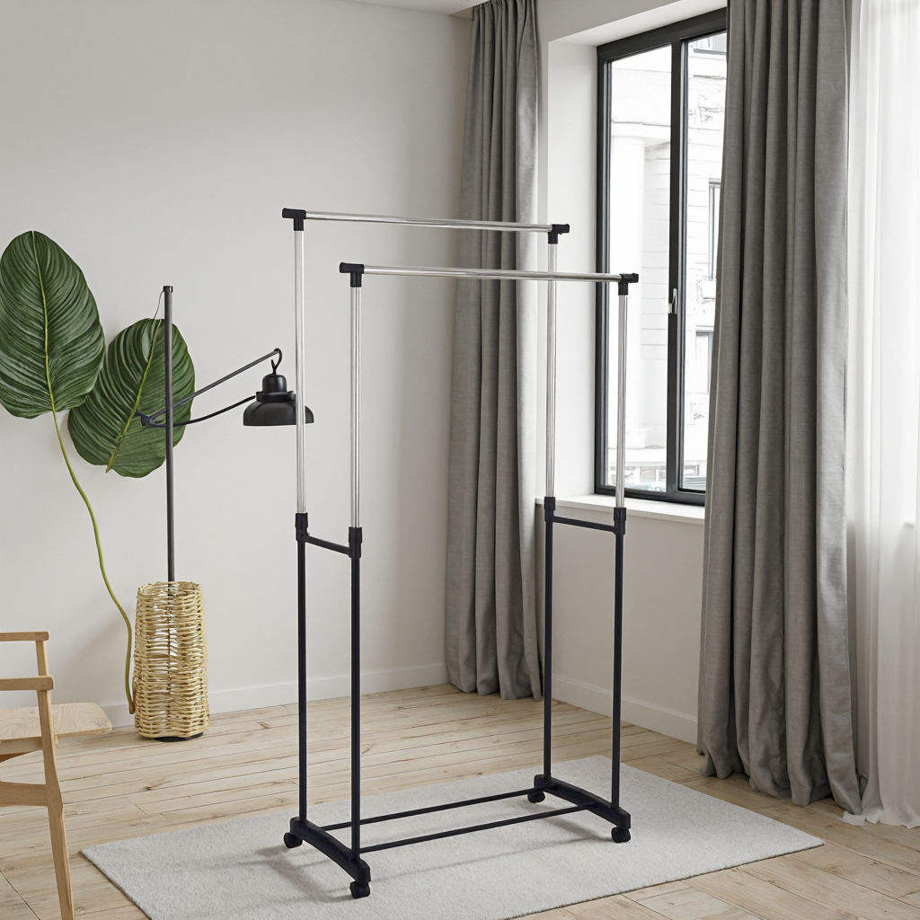 Stainless Steel Double Pole Clothes Hanger