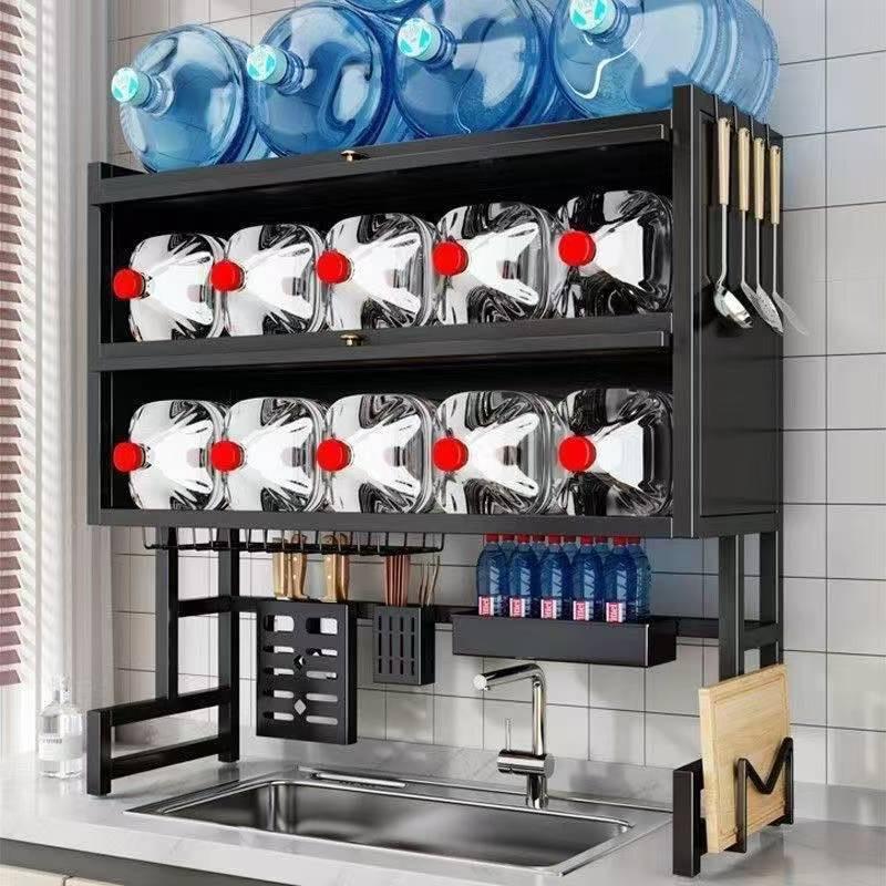 Double Layer Over The Sink Kitchen Sink Shelf Countertop Multifunctional Dish Drain Rack 85CM