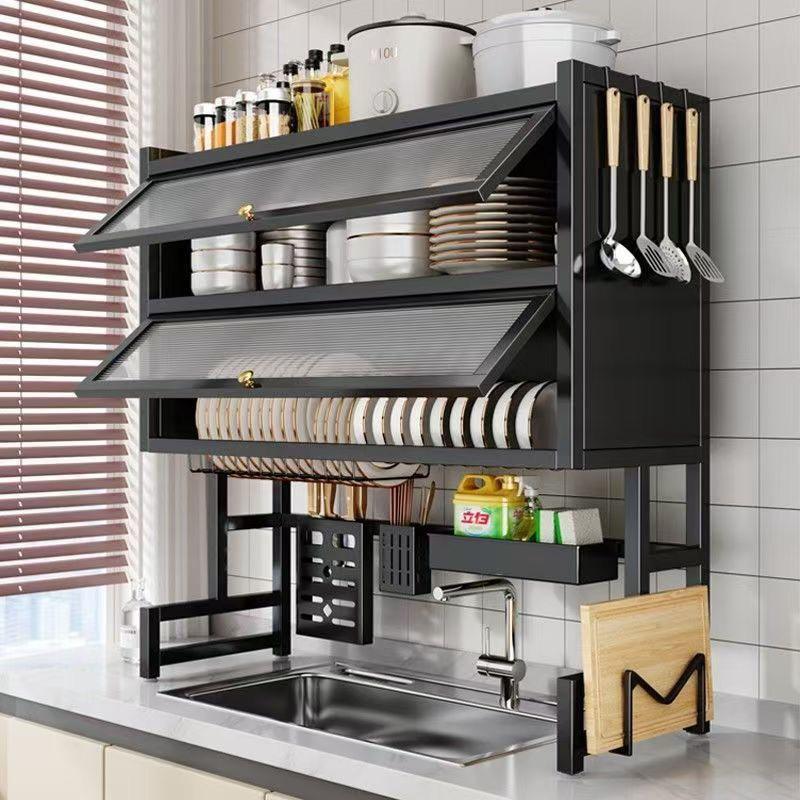 Double Layer Over The Sink Kitchen Sink Shelf Countertop Multifunctional Dish Drain Rack 85CM