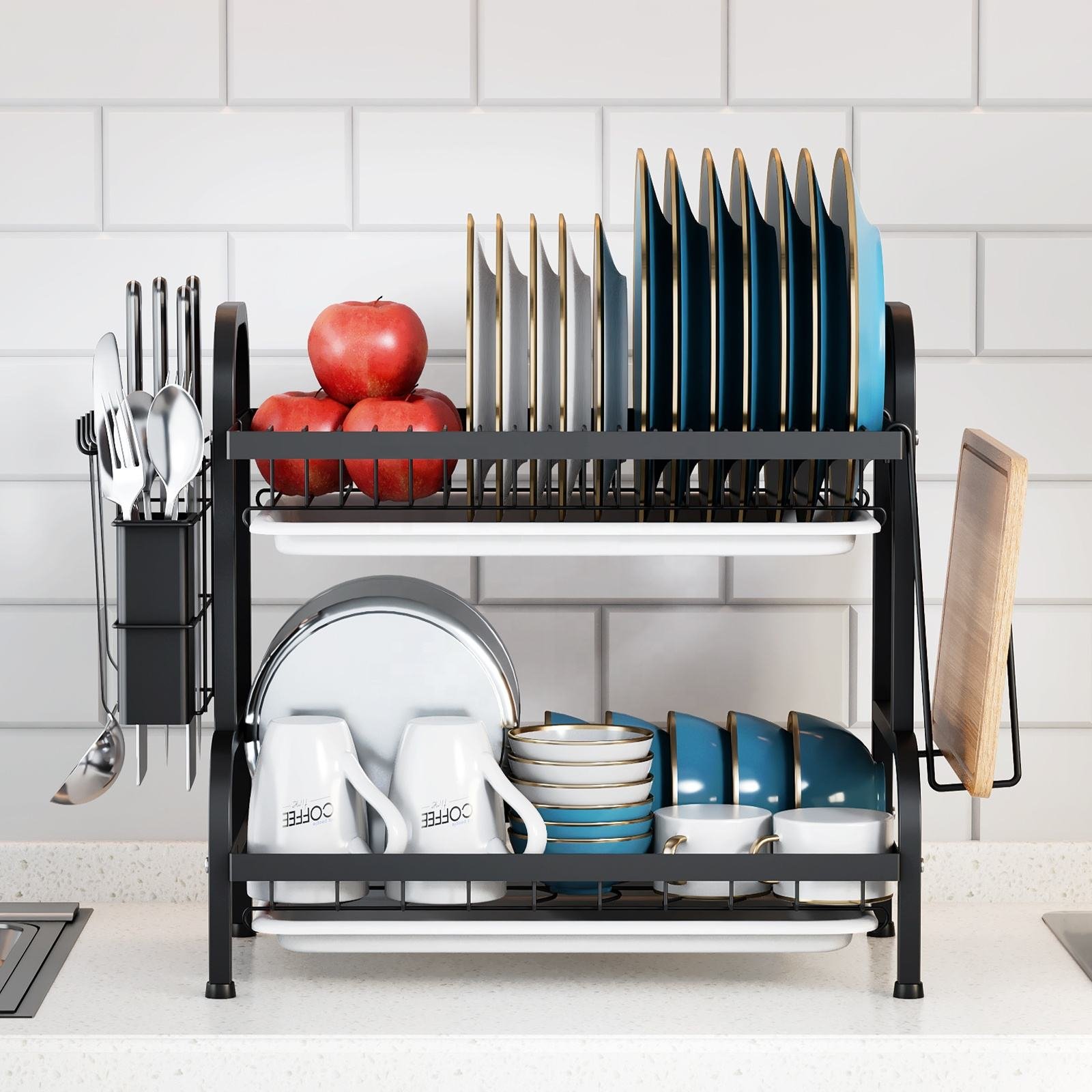 2-tier multi-layered dish drying rack