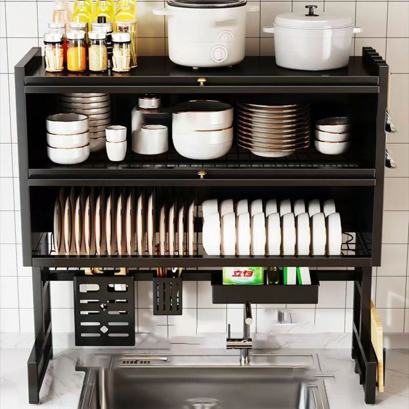 Double Layer Over The Sink Kitchen Sink Shelf Countertop Multifunctional Dish Drain Rack 85CM