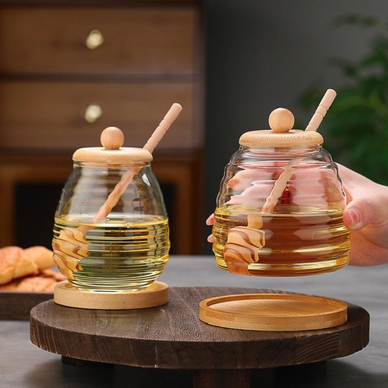 Glass Honey Jar With Wooden Stick