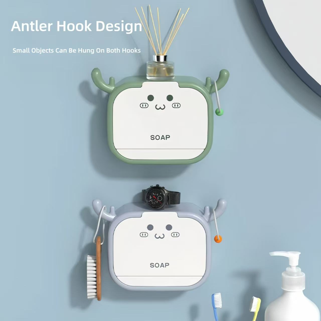 Deer Horn Soap Holder with Hanging Hooks