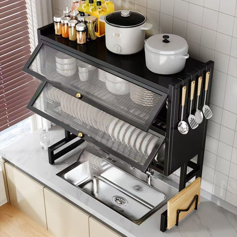 Double Layer Over The Sink Kitchen Sink Shelf Countertop Multifunctional Dish Drain Rack 85CM