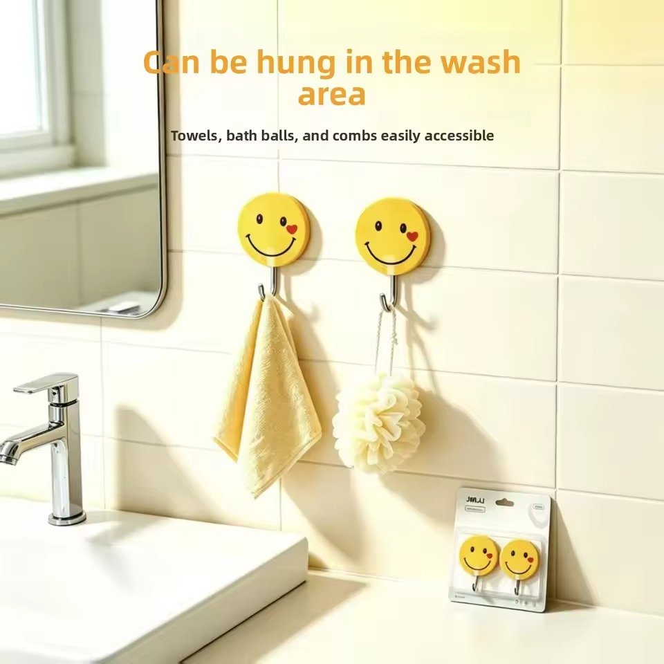9-Piece Self-Adhesive Smiley Face Wall Hook Set
