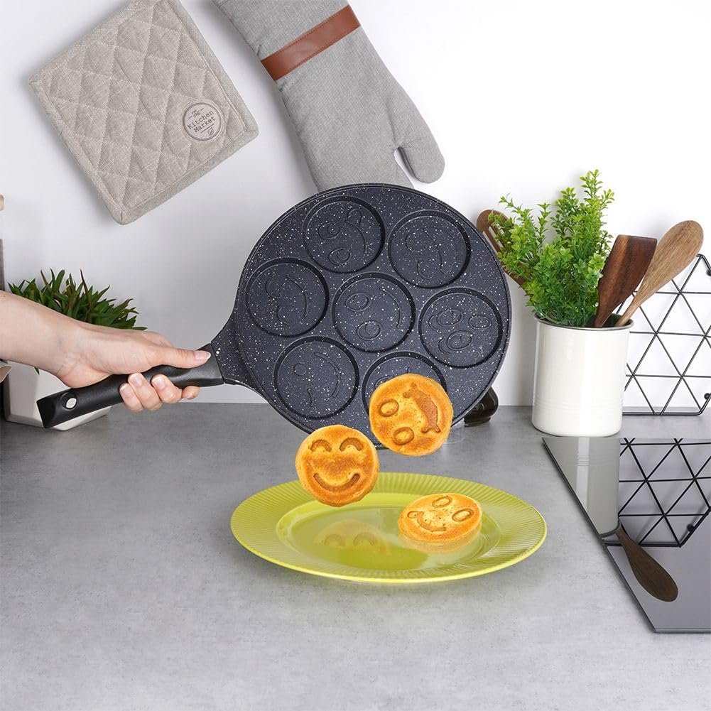 7 Partition Smiley Face Breakfast Pancake Frying Pan