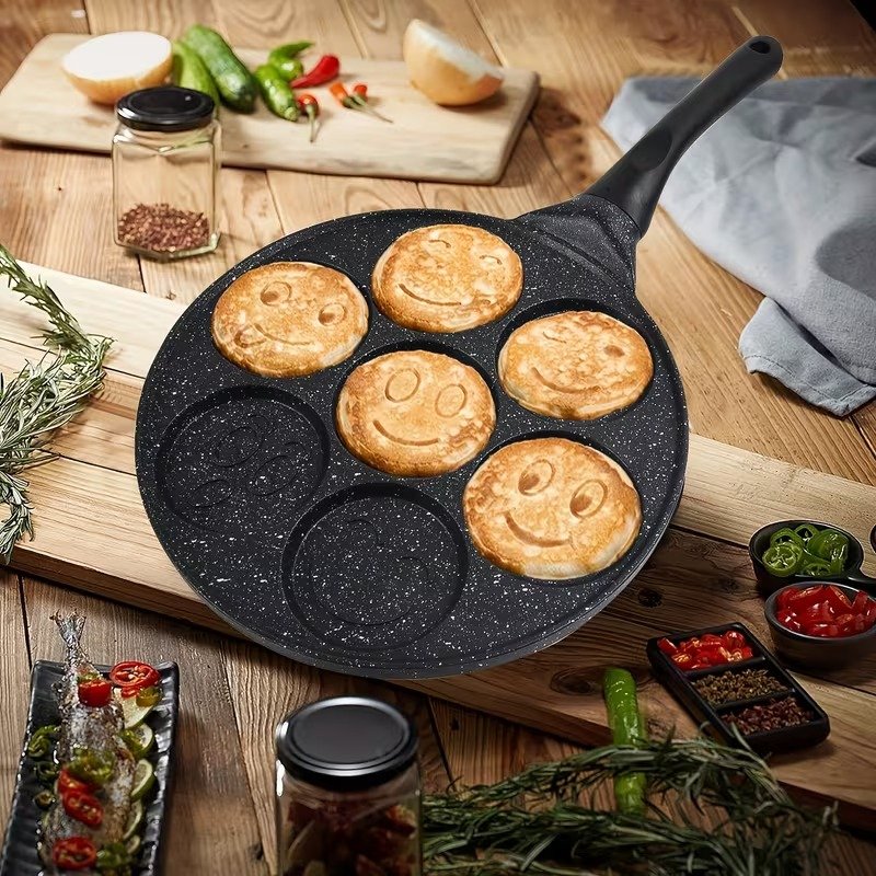 7 Partition Smiley Face Breakfast Pancake Frying Pan