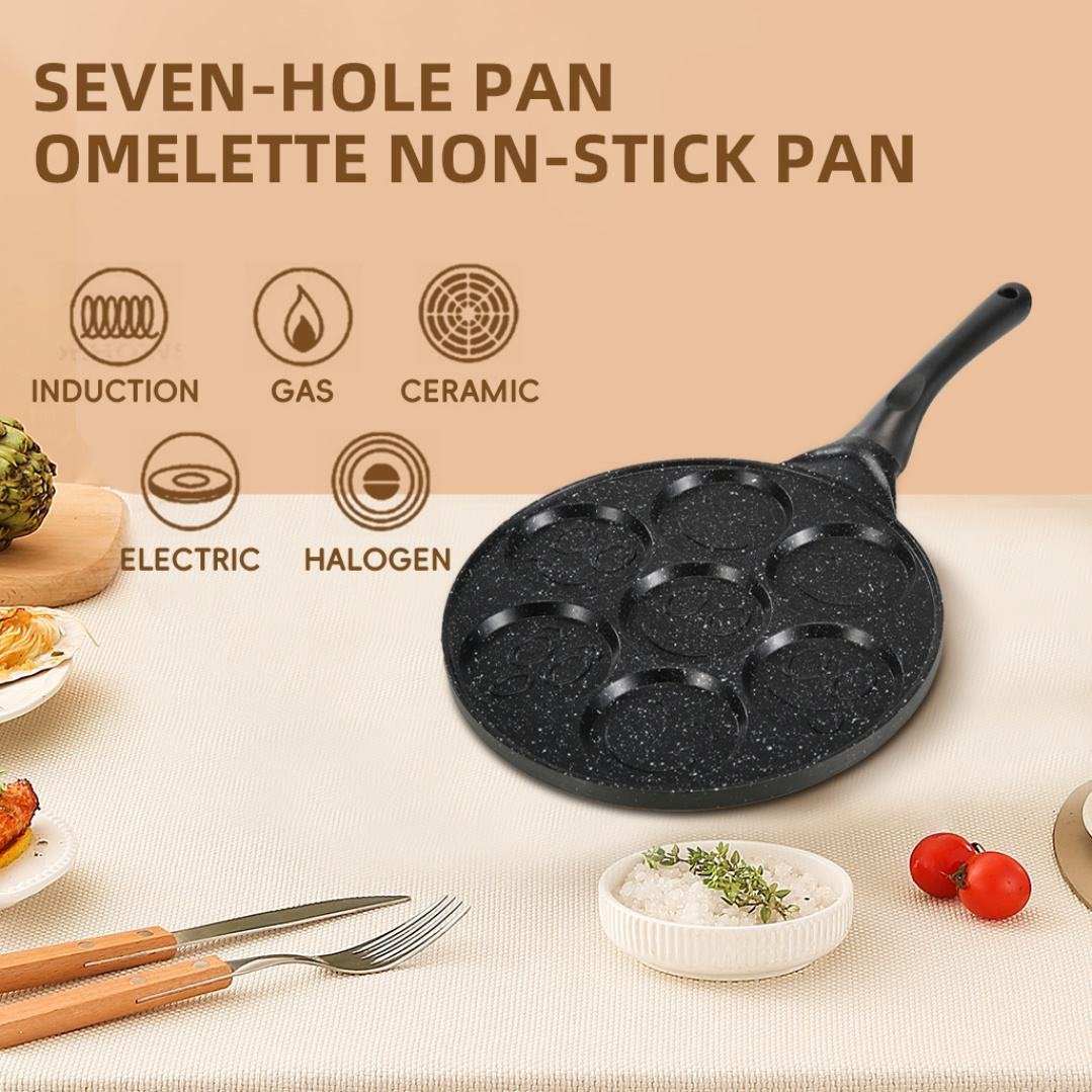 7 Partition Smiley Face Breakfast Pancake Frying Pan