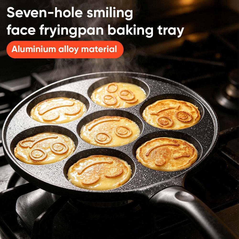 7 Partition Smiley Face Breakfast Pancake Frying Pan