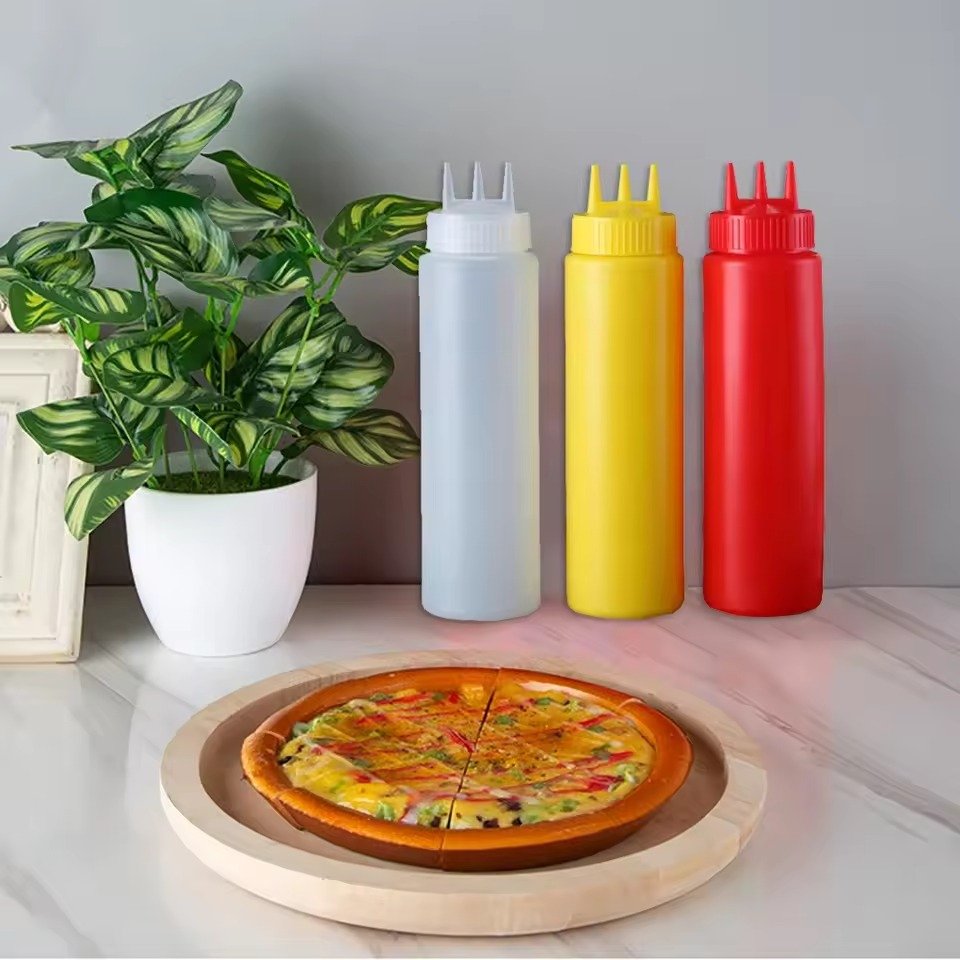 3-Nozzle Multi-Line Squeeze Sauce Bottle