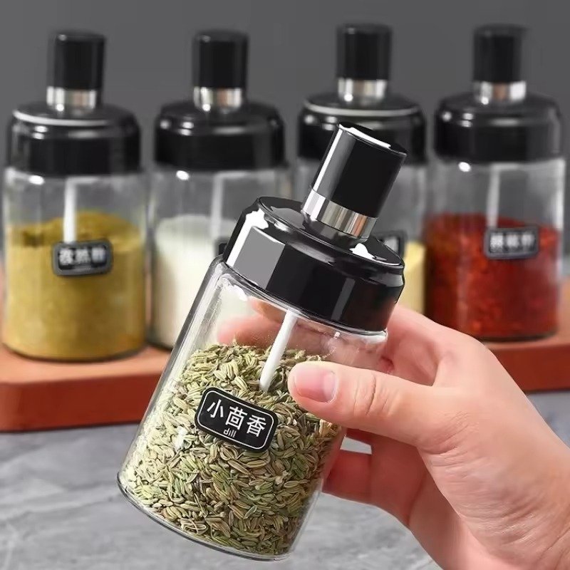 Premium Glass Jar With Spoon (1pc)