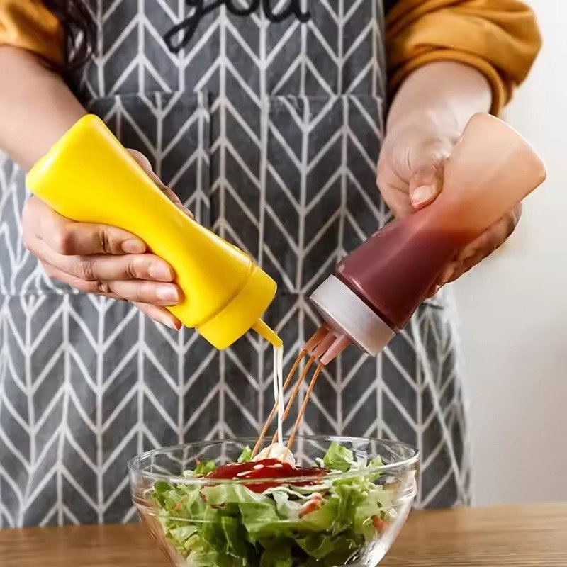 3-Nozzle Multi-Line Squeeze Sauce Bottle