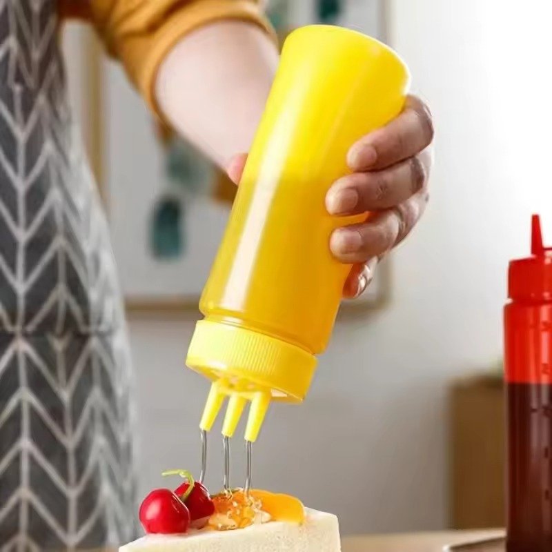 3-Nozzle Multi-Line Squeeze Sauce Bottle