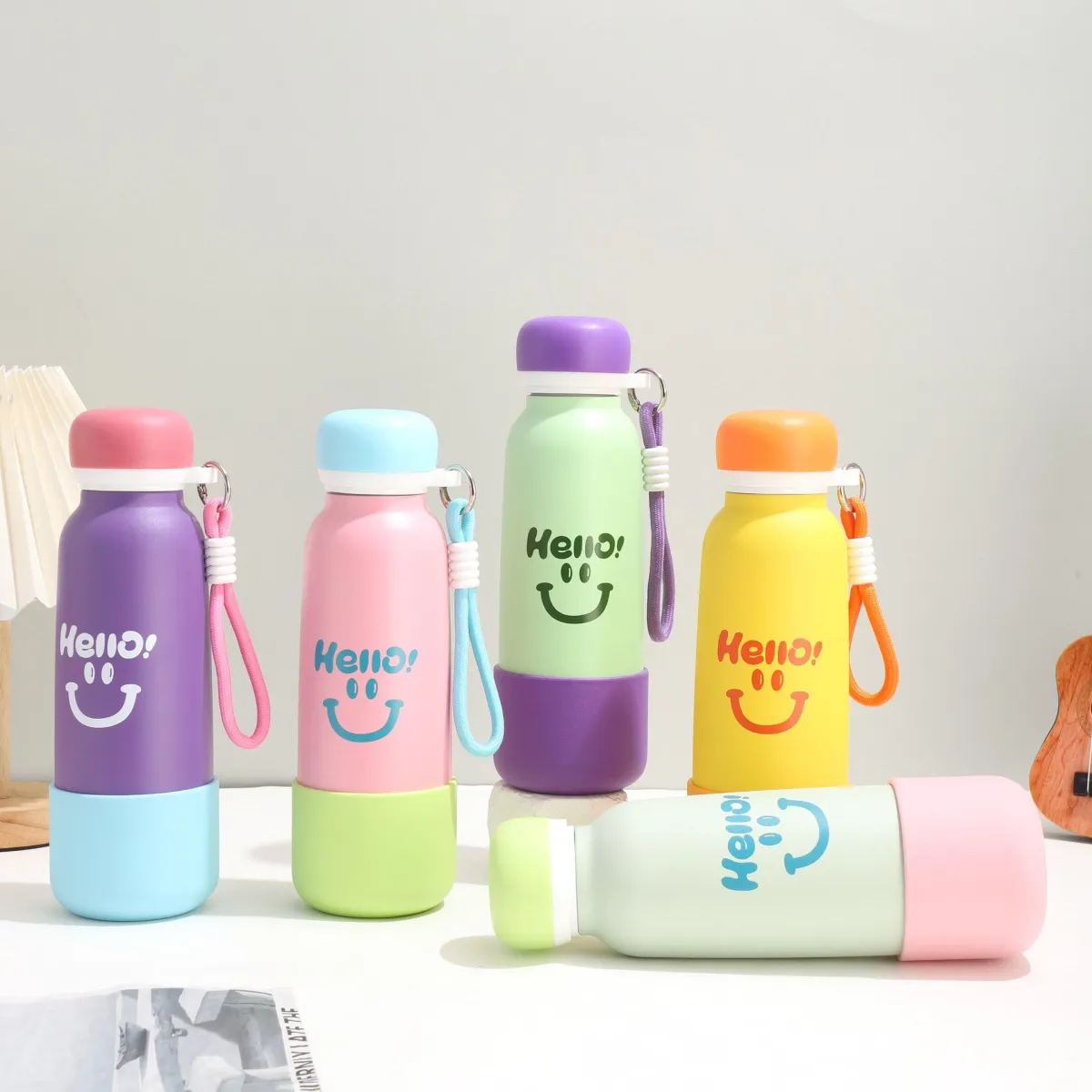 Hello Printed Stainless Steel Vacuum Water Bottle