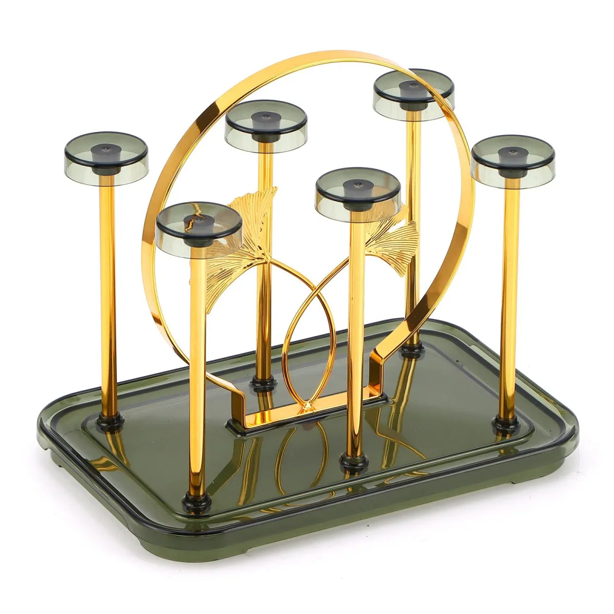 Elegant 6 slots Cup Holder, Cup Drying Rack Shelf, Cup Hanging Drainer, Cup Drain Rack, Countertop Cup Holder for Bottle, Glass, Mug