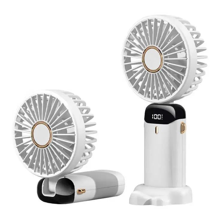 Portable Foldable Mini Fan Rechargeable Digital Display with 5 Speed