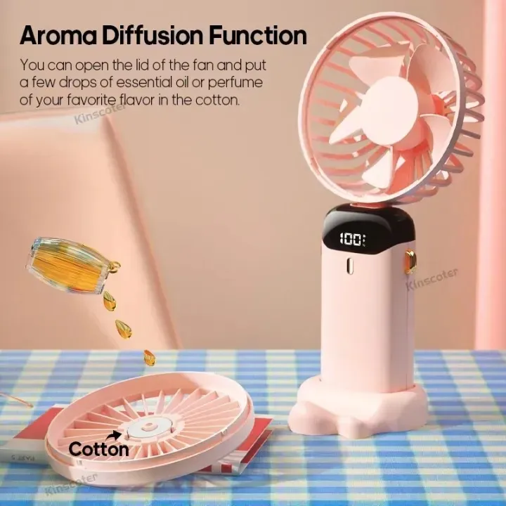 Portable Foldable Mini Fan Rechargeable Digital Display with 5 Speed