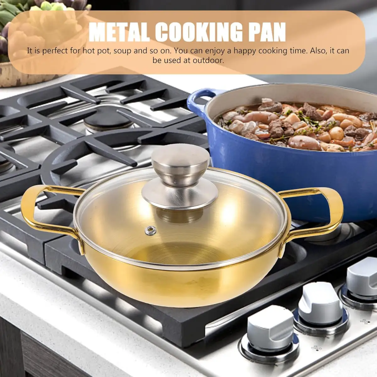 Stainless Steel Golden Pot With Lid
