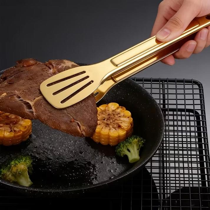 3 Stainless Steel Golden Food Tong - Image 4