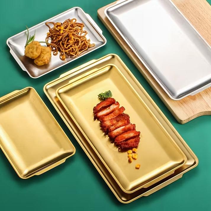 5 Rectangular Stainless Steel Gold Decorative Serving Tray(Large) 33x20 - Image 6