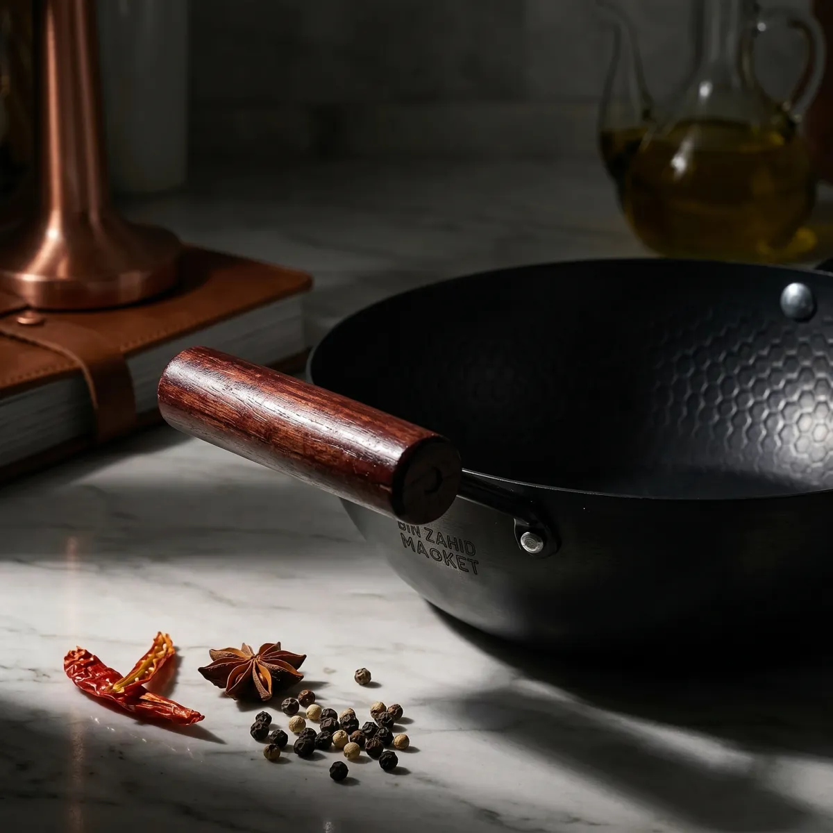 large aluminum wok old two ears aluminum bottom morie pattern 18l non stick commercial cooking gas induction ready