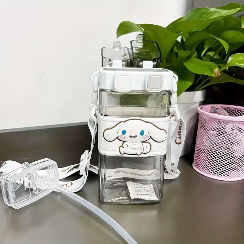 cute cartoon square water bottle with carrying strap cute cartoon square water bottle with carrying strap