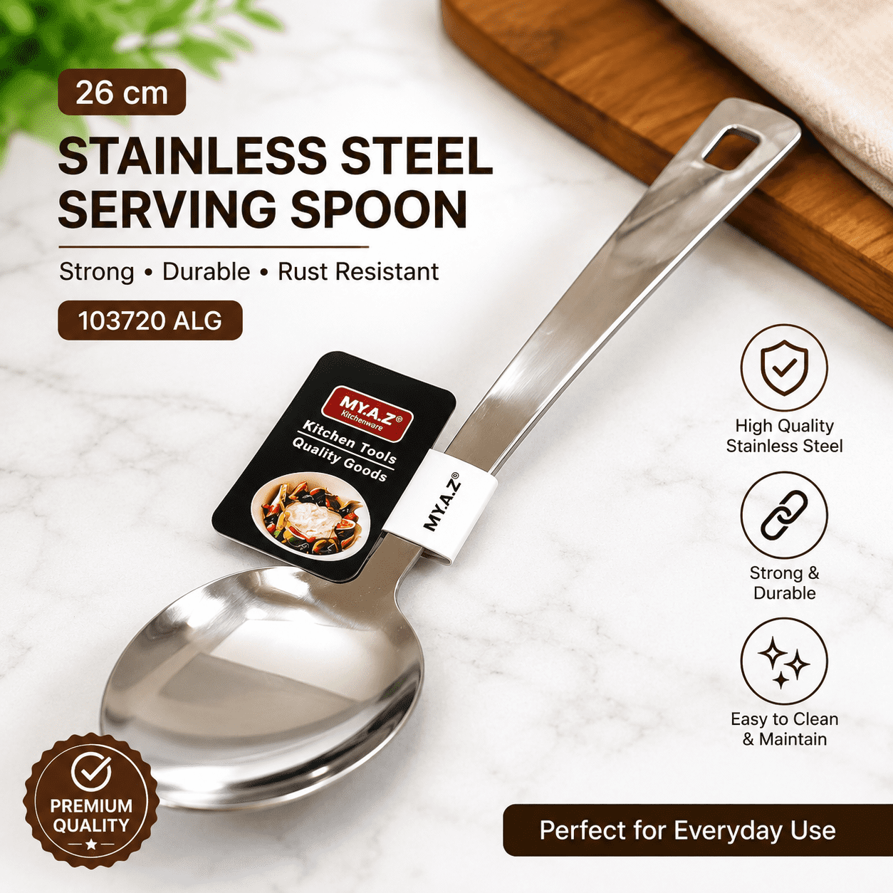 stainless steel serving spoon kitchen utensil