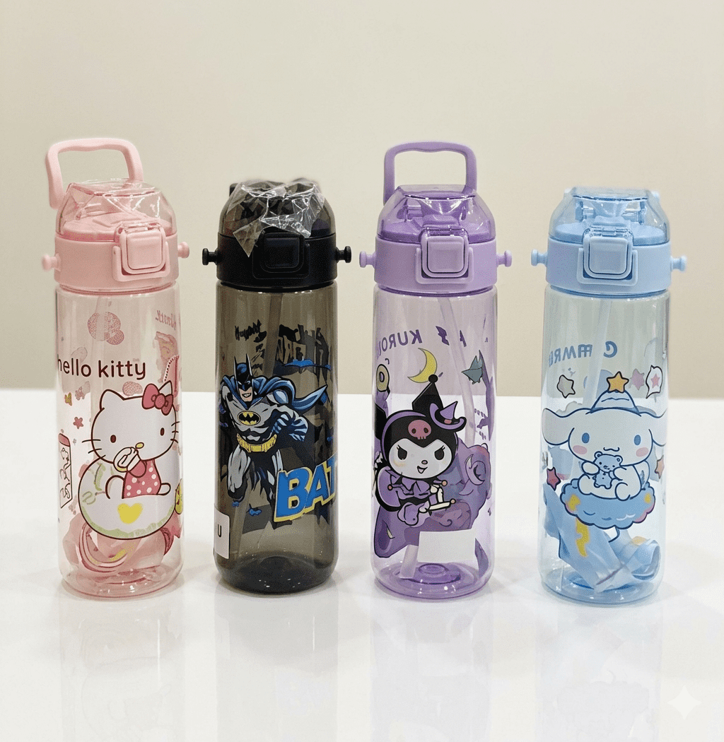 cute cartoon character kids sipper water bottles