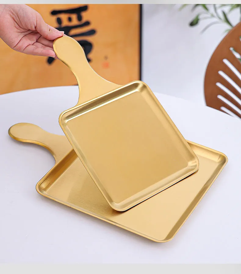 Stainless Steel Serving Plate With Handle